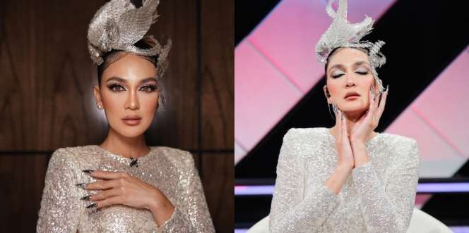 7 Potret Luna Maya Hadiri Final INTM, Pake Head Piece Unik Super Besar 