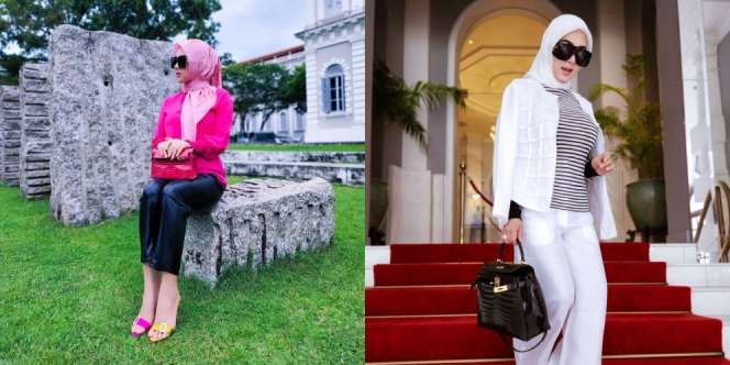 10 Potret Terbaru Syahrini yang Mantap Berhijab, Pakai Heels Beda Warna Curi Perhatian