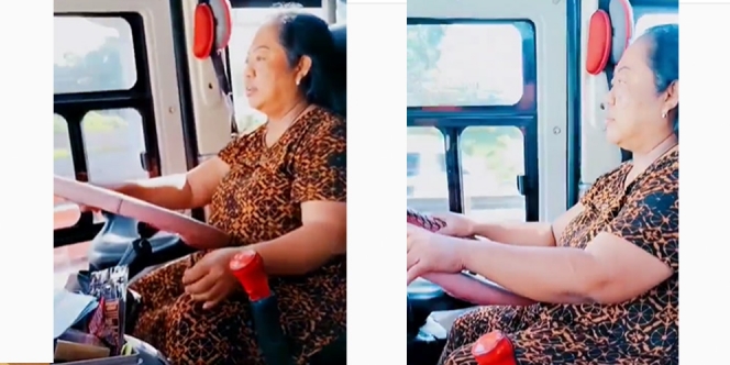 Bukan Gunakan Pakaian Dinas, Sopir Bus Wanita Ini Pakai Daster Saat Lagi Bekerja