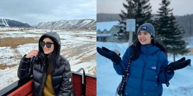 Liburan di Amerika Serikat, Ini Potret Febby Rastanty yang Kulit Putihnya Balapan Sama Salju