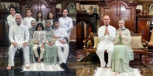 Potret Lebaran Ahmad Dhani dan Mulan Jameela, Senada dengan Baju Putih-Putih