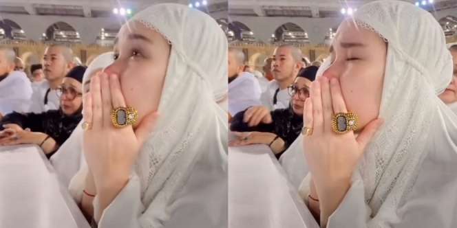 Sederet Potret Ayu Ting Ting Menangis di Depan Ka'bah Saat Umrah, Panjatkan Doa Sampai Menitikan Air Mata