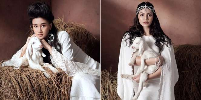 Adu Gaya Keisya Levronka dan Jihane Almira saat Pemotretan Bersama Anak Kambing, Auranya Sama-sama Menawan Abis!