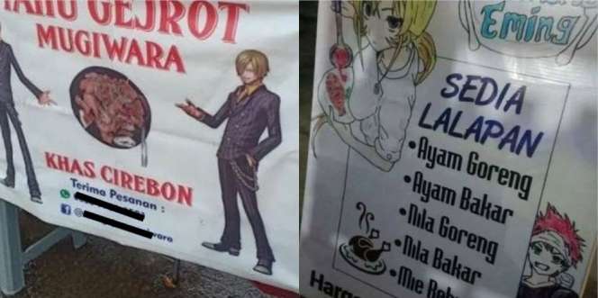 8 Potret Spanduk Warung Tema Anime, Menarik Perhatian dan Persona Wibu Banget