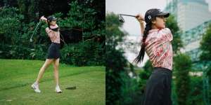 10 Pesona Anya Geraldine saat Main Golf, Gayanya Mukul Bola Bikin Pria-Pria Salfok