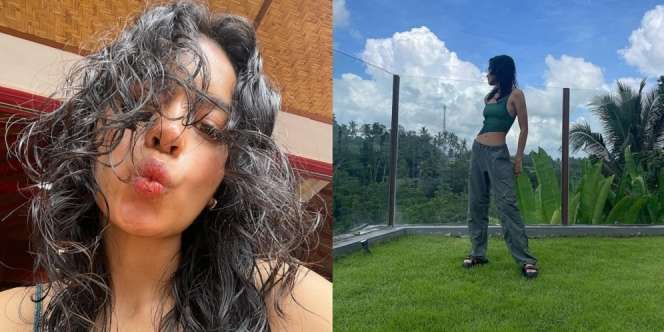 10 Potret Terbaru Eva Celia Saat di Bali, Pamer Rambut Super Kriting dan Tindik Baru di Hidung