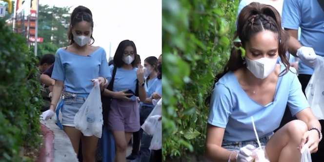 Bukan Untuk Fashion Show, Ini 7 Potret Cinta Laura Kunjungi Kawasan Sudirman Untuk Pungut Sampah