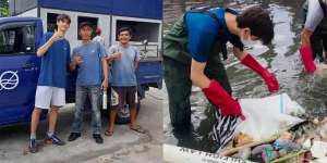 10 Momen Frederik Kiran Cucu Blasteran Presiden Soekarno Bersih-bersih Sampah di Sungai, Aksinya Tuai Pujian Warganet
