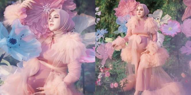 10 Potret Maternity Shoot Terbaru Irish Bella dan Ammar Zoni, Serasa di Negeri Dongeng Bertabur Bunga