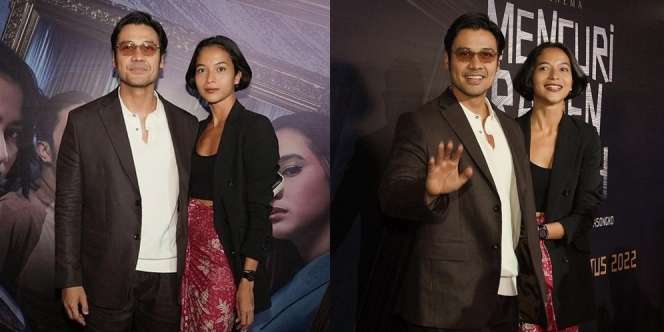 Potret Chicco Jerikho dan Putri Marino di Premiere Film 'Mencuri Raden Saleh', Gaya Oldschool Keduanya Kece Abis!