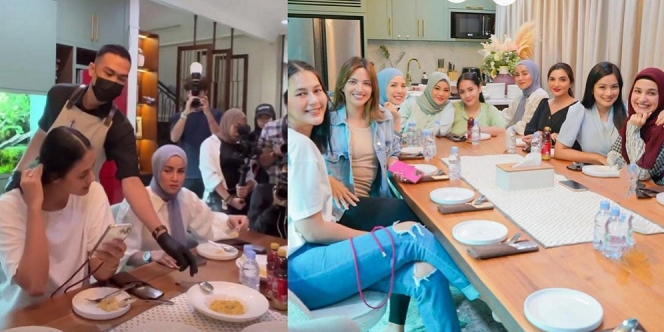Potret Nagita Slavina Arisan Bareng Geng Cendol, Datangkan Chef Restoran Terkenal ke Rumah