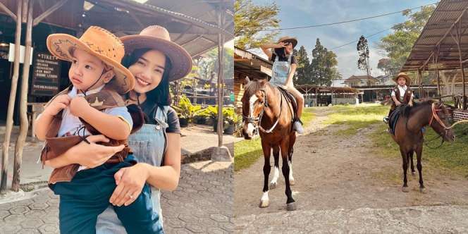 10 Potret Kompak Fuji dan Gala Sky Naik Kuda Bareng, Asyik Bergaya ala Koboi