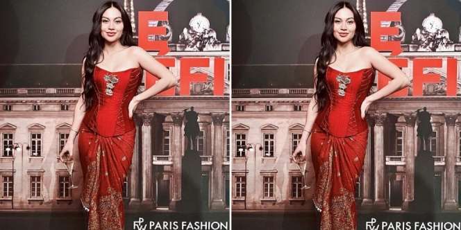 Disebut Spek Bidadari, Gaya Ariel Tatum di After Party Paris Fashion Week 2023 Pakai Kain Sultra Tenun Merah Bikin Terpukau Netizen