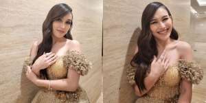 Anggun Pancarkan Aura Sultan, Ini 10 Potret Ayu Ting Ting dengan Balutan Gaun Serba Emas