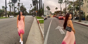 Tampil Cantik dengan Sundress Pink, Ini 10 Pesona Beby Tsabina saat Jalan-Jalan di Jalanan Kota Los Angeles