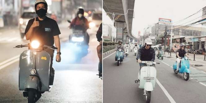 Tampil Gagah dan Manly, Ini 10 Pesona Azriel Hermansyah Saat Mengendarai Vespa