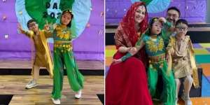 10 Potret Anak Kembar Cynthia Lamusu Cosplay Jadi Shahrukh Khan dan Kajol, Gemes Banget!