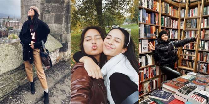 Potret Cantik Maudy Ayunda Liburan di Inggris, Kegirangan Sampai Ambil Pose di Tumpukan Buku