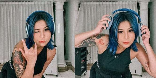 Ubah Style, Ini Deretan Potret Awkarin dengan Gaya Rambut Baru Warna Biru