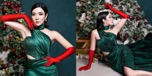 Siap Menyambut Natal, Ini Potret Gisella Anastasia Tampil Glamor dengan Gaun Hijau dan Sarung Tangan Merah