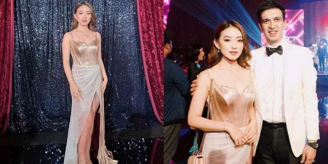 Sederet Pesona Natasha Wilona di Pesta Ultah Manoj Punjabi, Tampil Gemerlap dengan Gaun Emas Belahan Tinggi