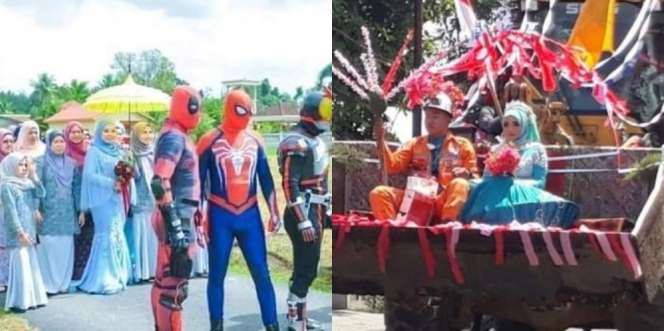 Unik Banget, Ini Deretan Potret Nyeleneh Penyambutan Pengantin yang Gak Bisa Dilupakan Seumur Hidup