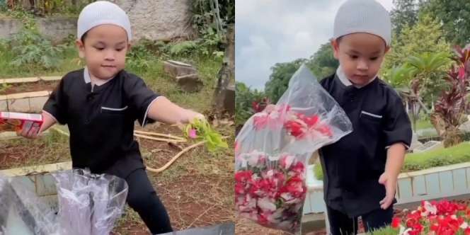 10 Momen Gala Sky Jenguk Vanessa Angel dan Bibi Ardiansyah di Makam, Bikin Mewek saat Tawarkan Jajanan ke Mami Papinya