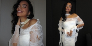 10 Potret Cantik Eva Celia dengan Dress Sobek-sobek ala Mumi, Unik Banget!