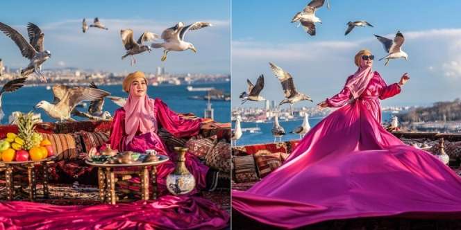 Pakai Dress Sepanjang 10 meter, Ini Deretan Potret Liburan Eddies Adelia di Turki Tampil Ala Princess Bak di Negeri Dongeng