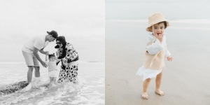 10 Potret Baby Guzel Anak Ali Syakieb dan Margin Asyik Main di Pantai, Gemesnya Overload!