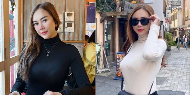 Liburan ke Jepang, Aura Kasih Tampil Menawan dengan Turtleneck Ketat