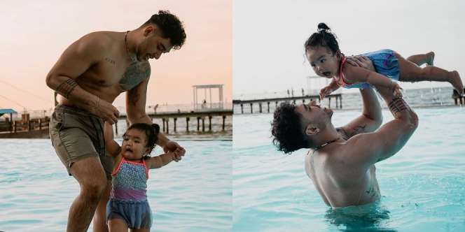 Deretan Potret Krisjiana Momong Anak di Kolam Renang, Ekspresi Baby Xarena Gemes Banget!
