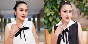 10 Potret OOTD Sandra Dewi Serba Black and White, Tampilannya Elegan dan Memesona Banget!