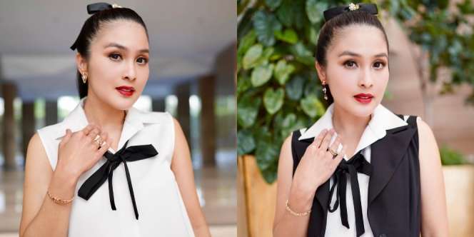 10 Potret OOTD Sandra Dewi Serba Black and White, Tampilannya Elegan dan Memesona Banget!