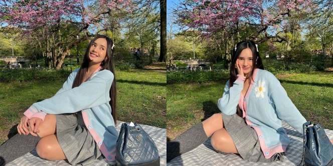 Potret Cantik Beby Tsabina Asyik Bersantai di Central Park Amerika, Pesonanya Disebut Makin Mirip Idol K-Pop