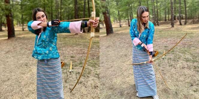 Potret Luna Maya Pakai Baju Adat Buthan Sambil Memanah, Auranya Cantik Maksimal!