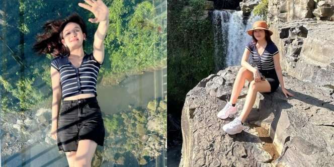 9 Potret Liburan Natasha Wilona di Bali, Selalu Ajak Sang Mama Asyik Foto di Tebing dan Jembatan Kaca