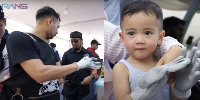 Momen Raffi Ahmad Potong Sendiri Hewan Kurban, Rafathar Kepo Ngintipin Terus