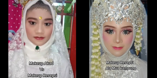 Wanita Ini Bandingkan Makeup Sendiri VS MUA Kampung saat Menikah, Hasilnya Beda Banget!