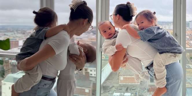 Strong Mom, Ini Potret Gaya Jennifer Bachim Gendong Dua Anak Sekaligus Saat Liburan ke London!