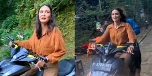 Deretan Potret Kocak Luna Maya saat Naik Motor, Netizen: Pelan-Pelan Bu Supir~