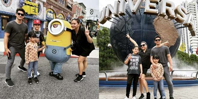 Potret Iko Uwais dan Audy Item Ajak Anak ke Universal Studio, Seru Banget Keluarga Bahagia!