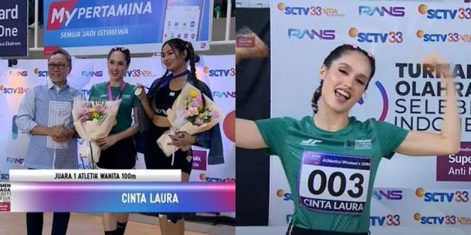 Potret Cinta Laura Menang Lomba Lari 100 Meter, Kalahkan Artis dan Lawan Lainnya