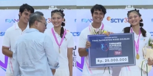 Potret Cinta Brian dan Callista Arum Jadi Juara Badminton Tournamen Olahraga Selebriti Indonesia