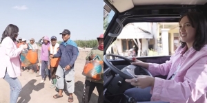 Potret Happy Asmara Bagi-bagi Sembako, Nyetir Pick Up Sendiri buat Wujudin Nazar