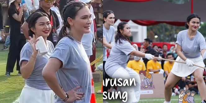 Potret Seru Luna Maya dan Ariel Tatum Ikut Lomba 17 Agustus-an, Lipstik Tebal saat Pertandingan Jadi Sorotan