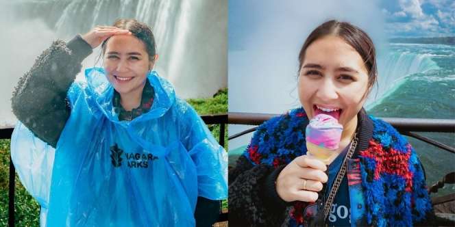 Deretan Potret Prilly Latuconsina Main ke Niagara Falls, Seru Basah-basahan sambil Makan Es Krim