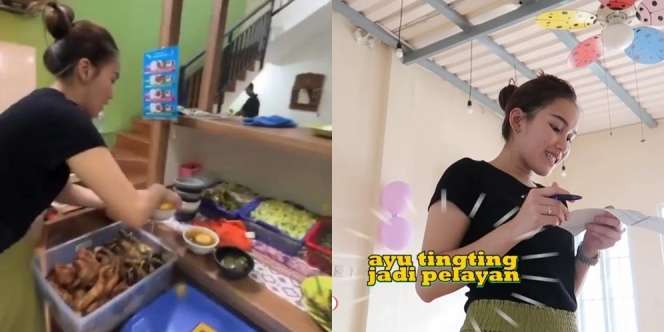 Potret Ayu Ting Ting Bantu Ayah Ojak Jualan di Warung Makan, Dandan Sederhana Gak Kayak Artis