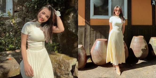 Girly Banget, Ini 10 Pesona Fuji saat Mengenakan Rok Panjang