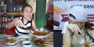 Sampai Nangis Gegara Kepedesan, Ini Potret Ayu Ting Ting saat Jadi Food Vlogger Cobain Makanan Langganan